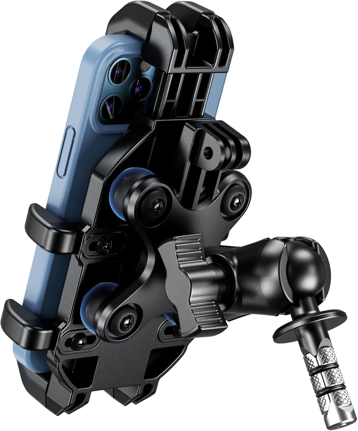 Motorcycle Fork Stem Phone Mount with Integrated Vibration Dampening System