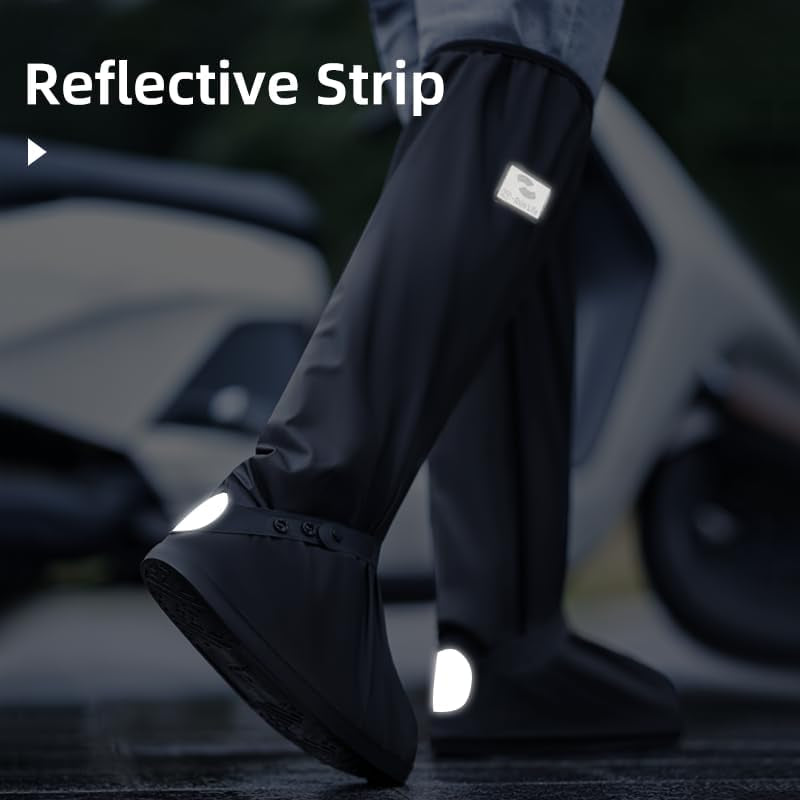 Premium Waterproof High-Top Rain Shoe Covers with Zipper and Reflective Features