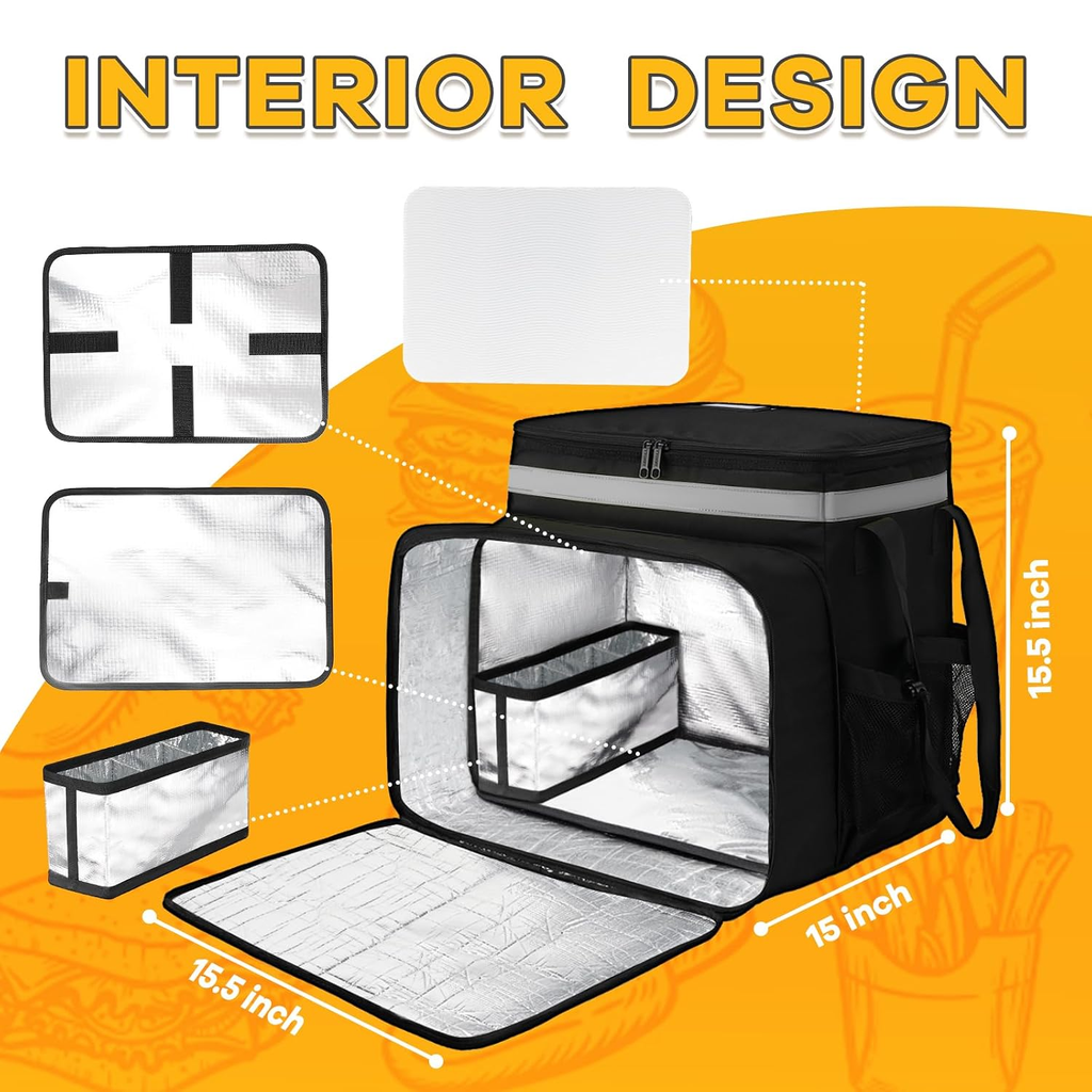 Expandable insulated food delivery backpack