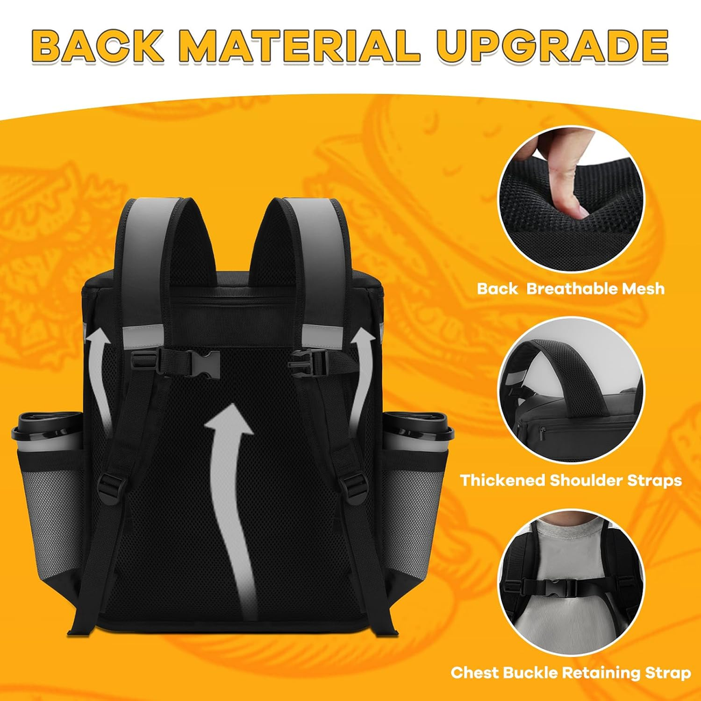 Expandable insulated food delivery backpack