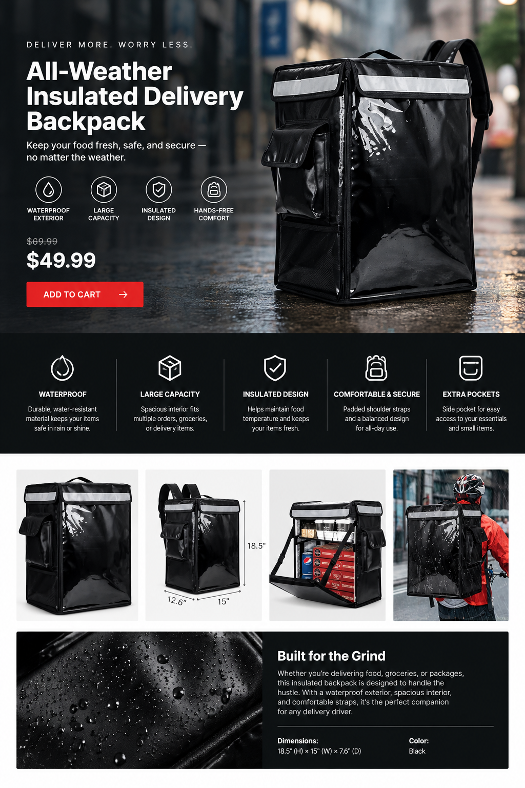 All-Weather Insulated Delivery Backpack product presentation