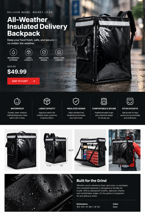 All-Weather Insulated Delivery Backpack product presentation