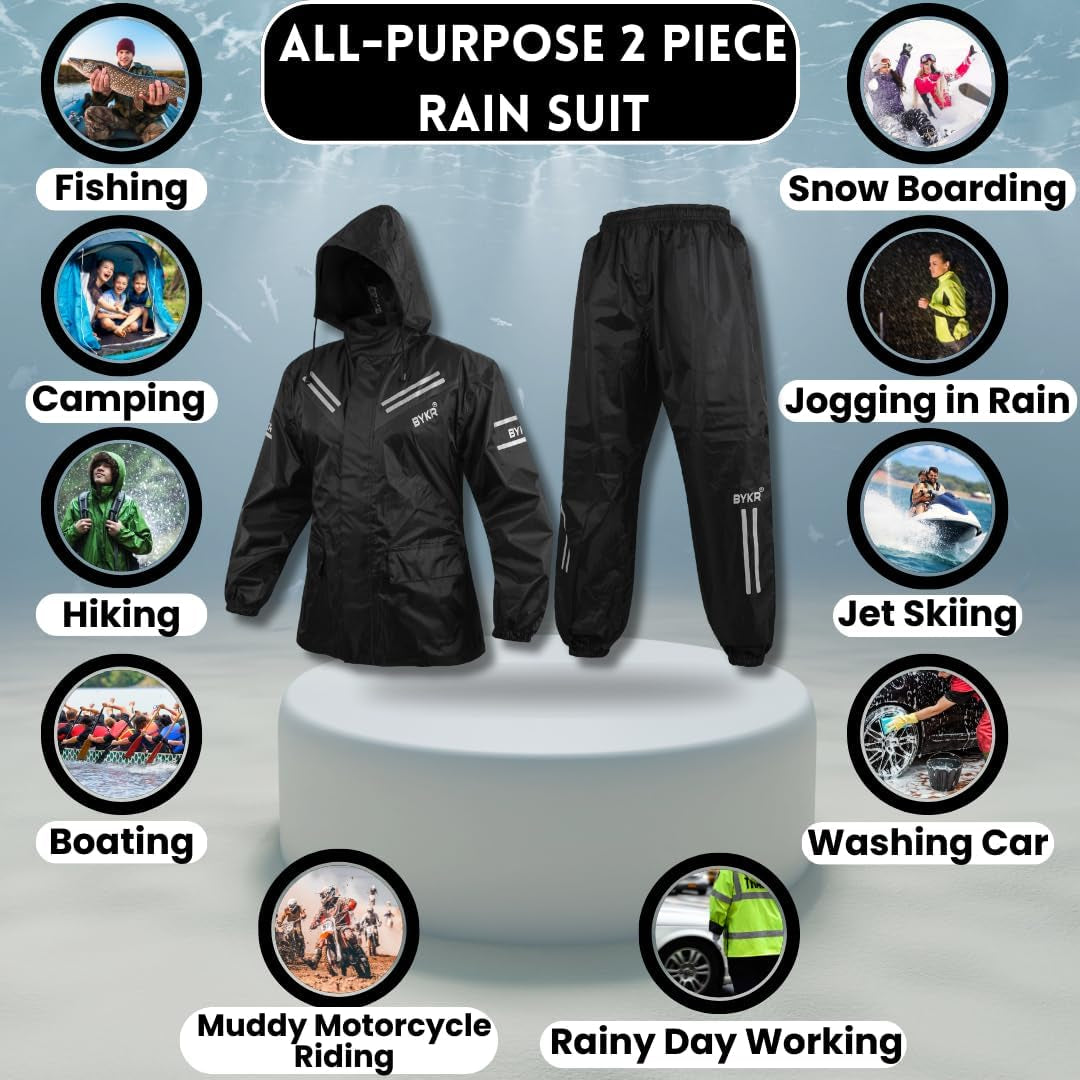 Men's and Women's Waterproof Outdoor Motorcycle Rain Suits - 2-Piece Breathable and Windproof Protection for Wet Weather Cycling