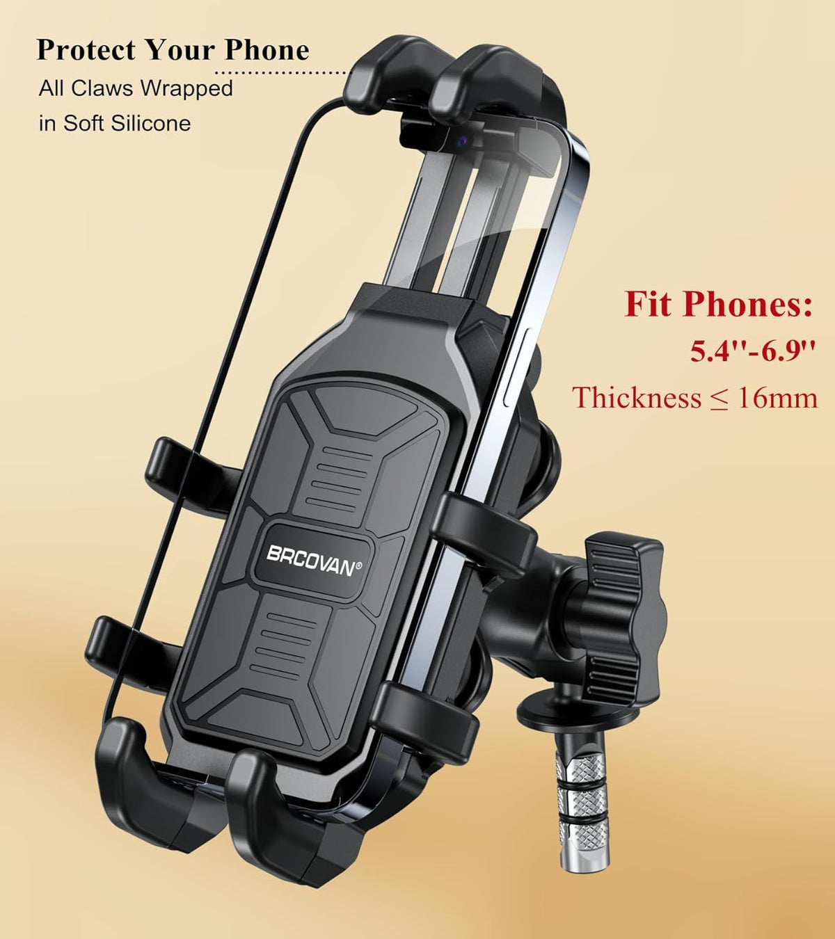 Motorcycle Fork Stem Phone Mount with Integrated Vibration Dampening System