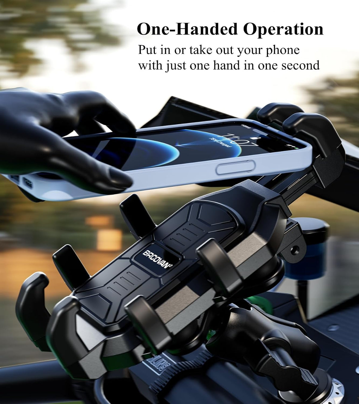 Motorcycle Fork Stem Phone Mount with Integrated Vibration Dampening System