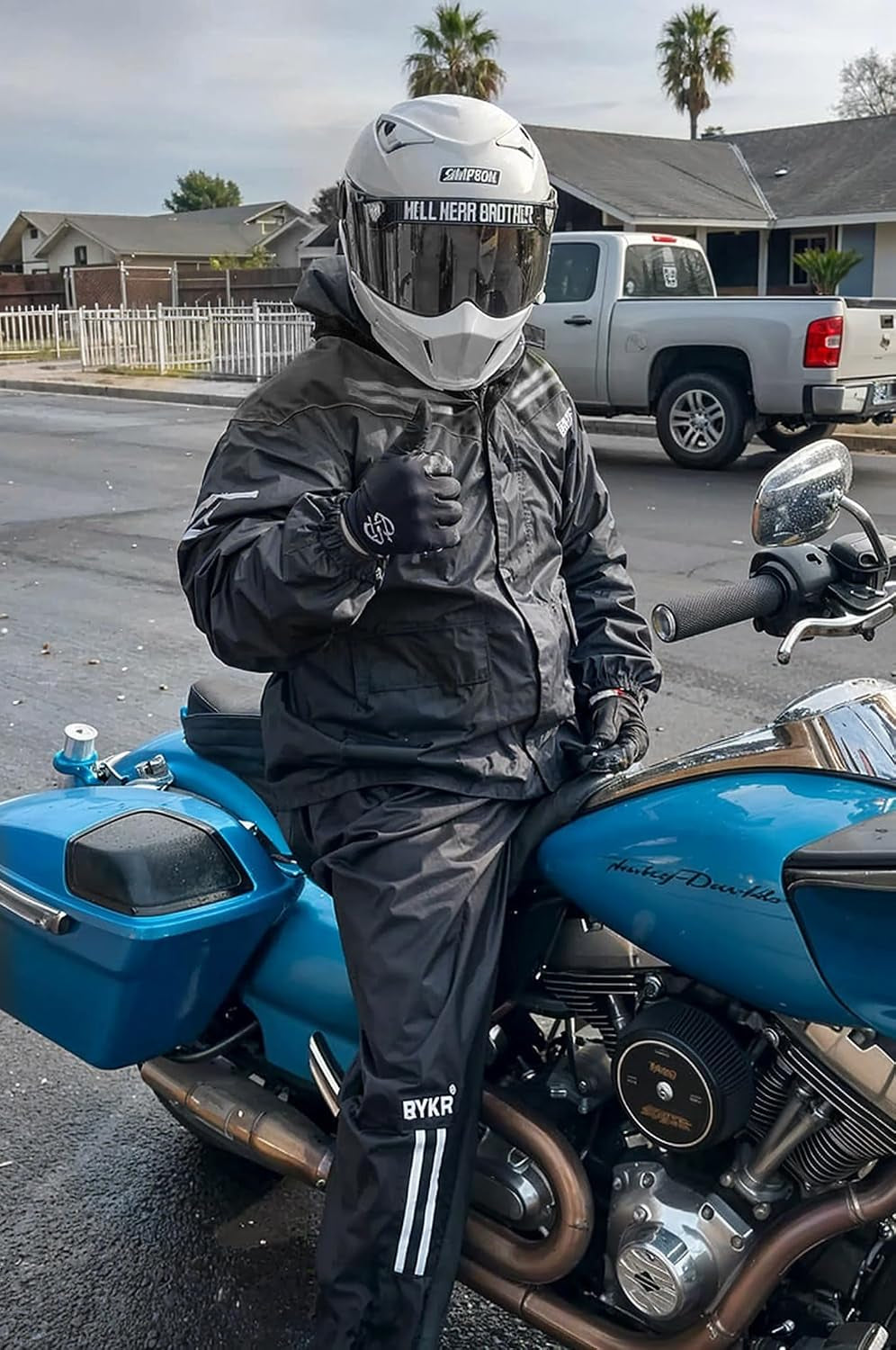 Men's and Women's Waterproof Outdoor Motorcycle Rain Suits - 2-Piece Breathable and Windproof Protection for Wet Weather Cycling