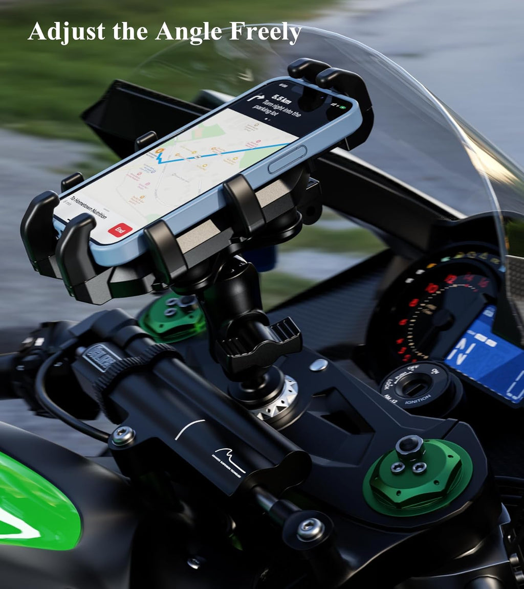 Motorcycle Fork Stem Phone Mount with Integrated Vibration Dampening System
