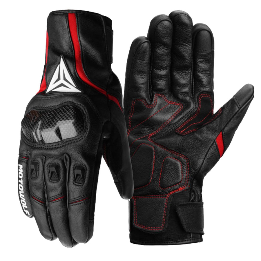 Black motorcycle riding gloves with protective knuckles