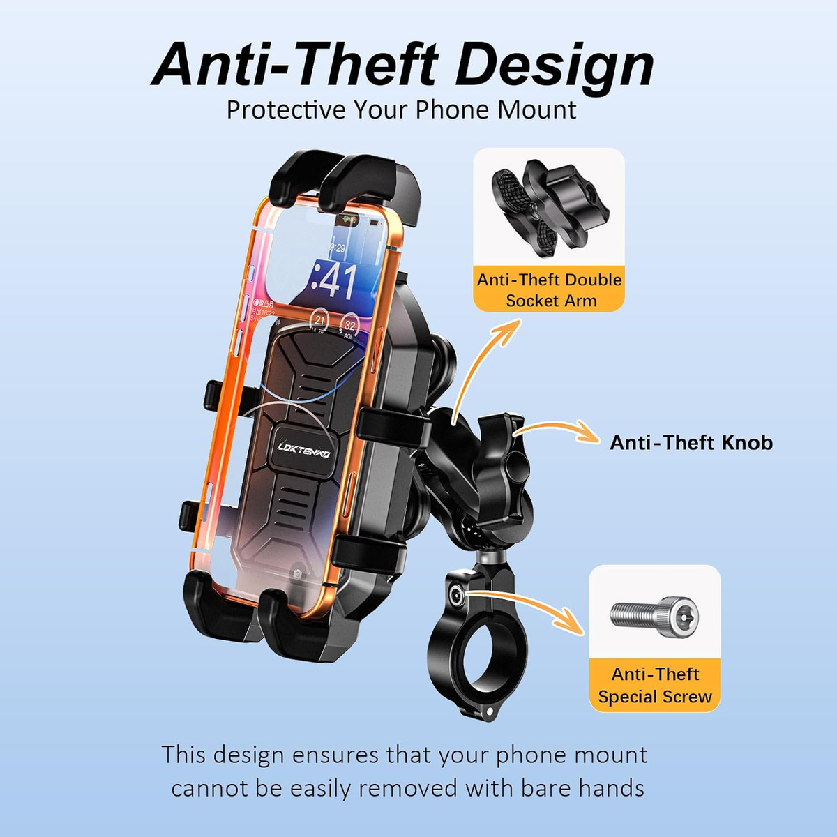 Anti-Theft Motorcycle Phone Mount with Vibration Dampening — image 2