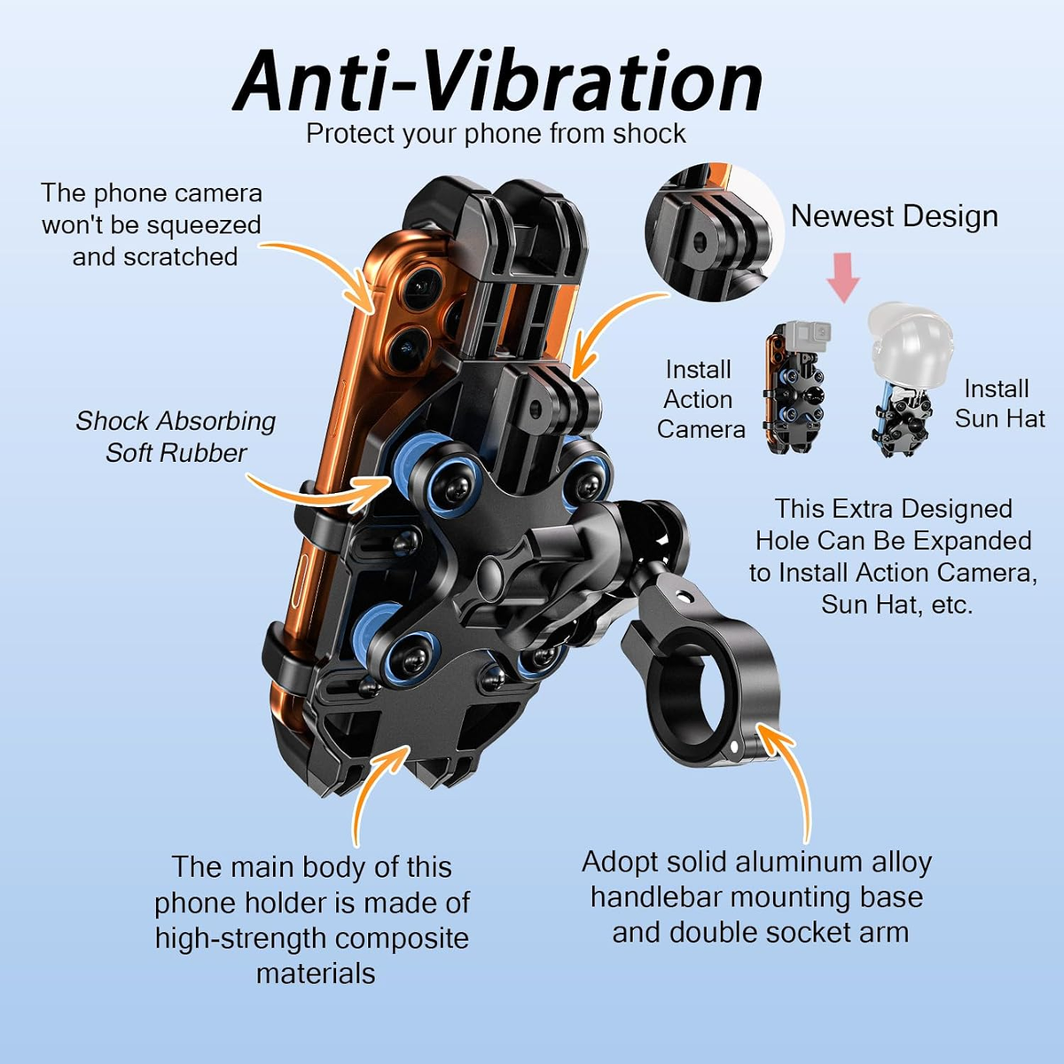Anti-Theft Motorcycle Phone Mount with Vibration Dampening — image 4