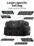 Black large-capacity motorcycle tail bag