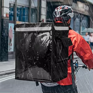 All-Weather Insulated Delivery Backpack in rainy conditions